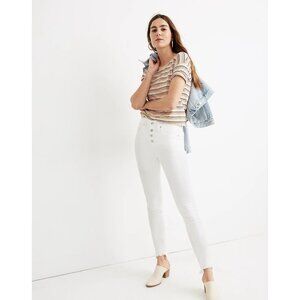 Madewell Women 10" High-Rise Skinny Leg Jeans in Pure White Step Hem Size 27